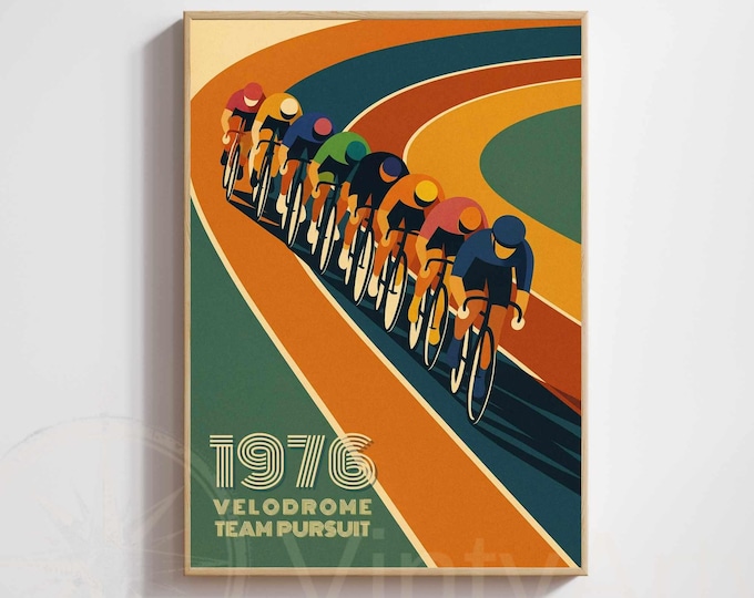 Velodrome 1976 Cycling Poster | Vintage Cycling Print | Retro Sports Wall Art
