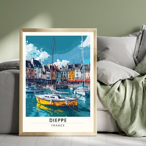Cartel de Dieppe - impresión de viaje Dieppe, Francia - Impresión de Dieppe - Puerto de Dieppe