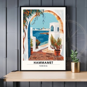 Affiche Hammamet, Tunisie | Impression Hammamet | Vue sur mer