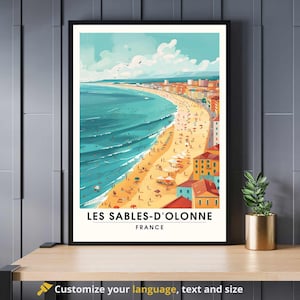 Poster Les Sables-d'Olonne | Poster de viagens Les Sables-d'Olonne, França - A praia vista do céu