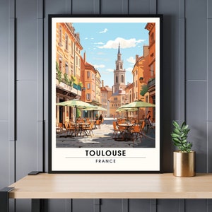 Impresión de Toulouse | Póster de viaje Toulouse, Francia | Impresión de viajes de Francia