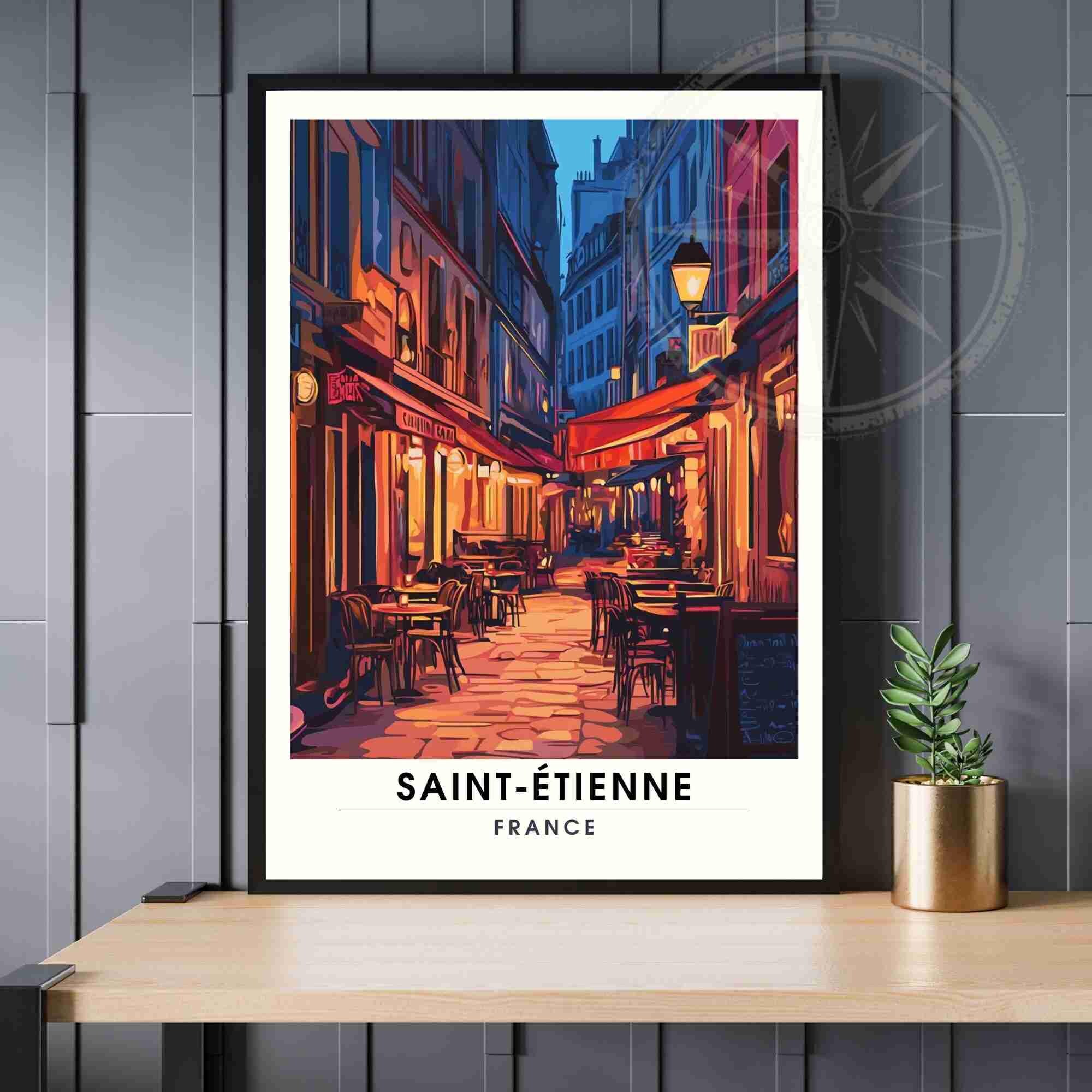 Saint-Étienne Poster | Saint-Étienne print, France - By the Night