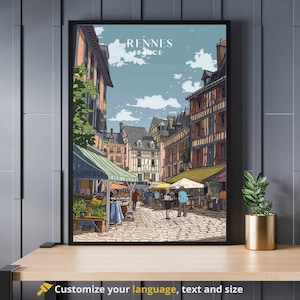 Impressão de Rennes | Poster de viagens de Rennes | Renne, viagem de France <br>de <br> Crie Seu Próprio Produto! Mercado de Rennes