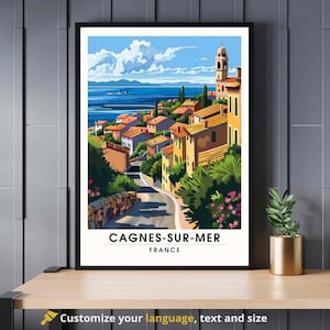 Cartel de Cagnes-sur-Mer, Francia - Impresión de Cagnes-sur-Mer - Cartel de viaje de la Riviera Francesa