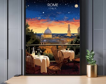 Rom-Plakat | Rom-Reisedruck | Rom-Druck | Italien-Plakat | Rom bei Nacht