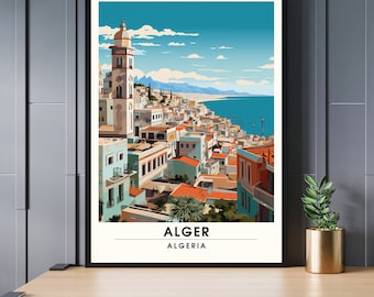 Algiers poster | Algiers travel poster | Poster Casbah of Algiers | Algeria Print