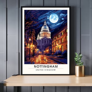 Nottingham Travel Poster - Artistic Cityscape Print - UK Souvenir Collection
