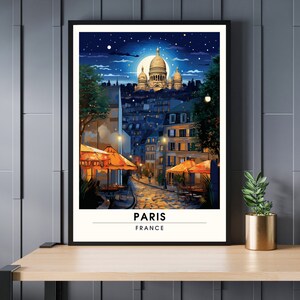 Impresión del Sagrado Corazón ? Cartel de viaje de París Montmartre | Impresión de viajes de París, Francia | Montmartre y vista del Sacré-Cœur