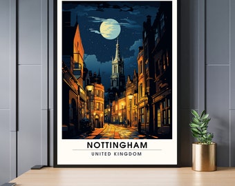 Nottingham Travel Poster - Artistic Cityscape Print - UK Souvenir Collection