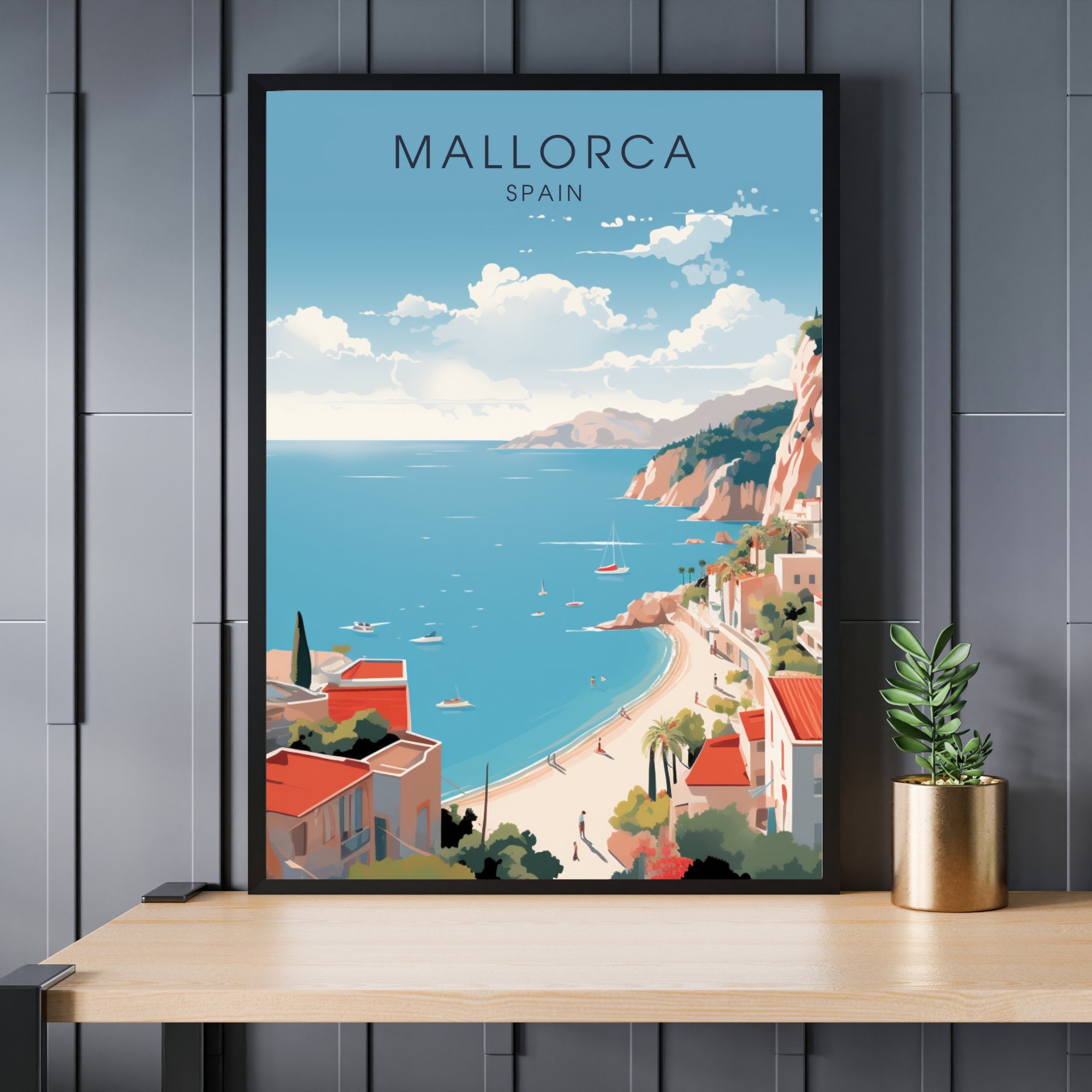 Mayorca Print Mallorca Spain Poster | Mallorca Print | Spain Beach Poster - Etsy