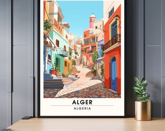 Algiers poster | Algiers travel poster | Poster Casbah of Algiers | Algeria Print