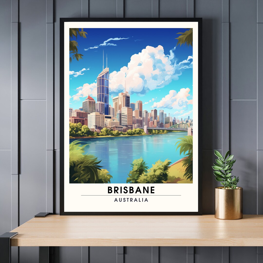 Brisbane Poster Brisbane Travel Print Brisbane Print Etsy