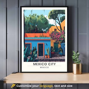 Mexico City Print | Travel Poster Mexico City , Mexico | Printing Mexico City | La Casa Azul