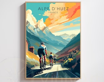 Cycling print | Alpe d'Huez, France | Cycling fan poster