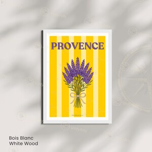 Provence Lavender Poster – Yellow Striped Wall Art – French Countryside Print image 5