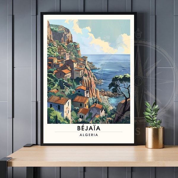 Affiche Bejaïa, Algérie  | Affiche de voyage Algérie| Affiche Plage