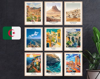 Impression de voyage Algérie , Affiche Algérie : Alger, Oran, Tamanrasset, Sétif, Batna, Constantine, Ghardaïa, Tlemcen, Béjaïa