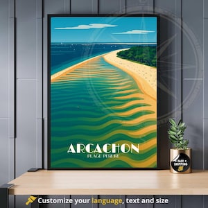 Cartel de Arcachon | Cartel de Nueva Aquitania | Cartel de viaje de Francia | Playa Pereire
