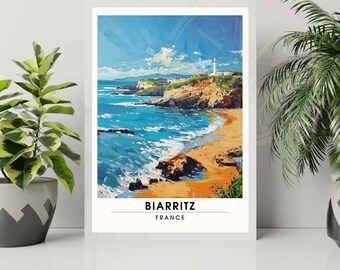 Cartel de Biarritz - impresión de viaje Biarritz, Francia - Playa de Biarritz