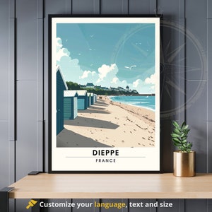 Cartel de Dieppe - Impresión de viajes de Dieppe, Francia - Impresión de Dieppe - Playa de Dieppe