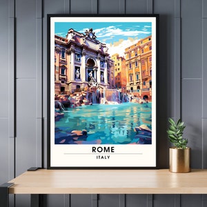 Póster Roma | Impresión de viajes de Roma ? Impresión de Roma ? Póster Italia | fuente de Trevi