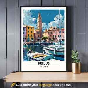 Cartel de Fréjus, Francia - Impresión del puerto de Fréjus - Costa Azul