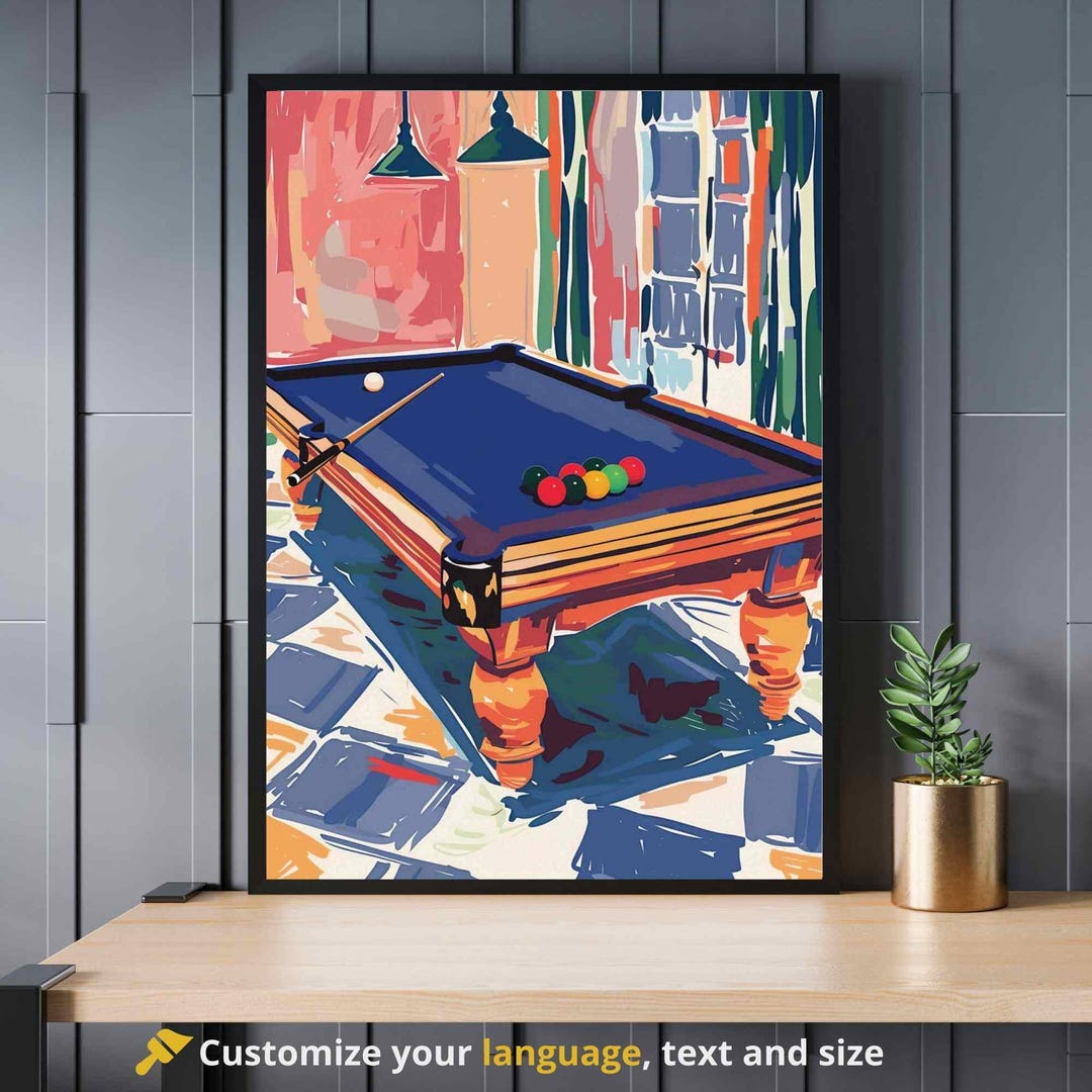 Billiard Poster Billiard Table Poster Artistic Style - Etsy