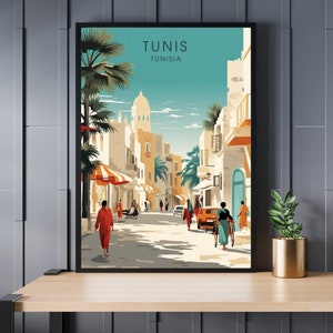 Tunis poster, Tunis travel print, Tunisia poster, Tunisia travel poster