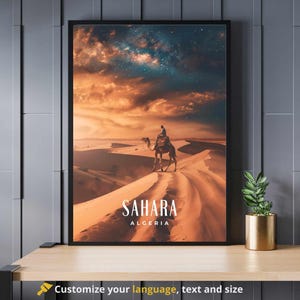 Poster Sahara, Algeria | Algeria travel poster - the Algerian desert