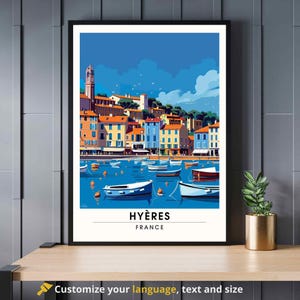 Cartel de Hyères, Francia - Hyères Travel Print - Puerto de Hyères