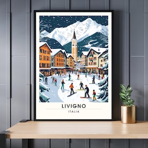 Póster Livigno, Italia | Impresión de Livigno - Los Alpes - Cartel de esquí