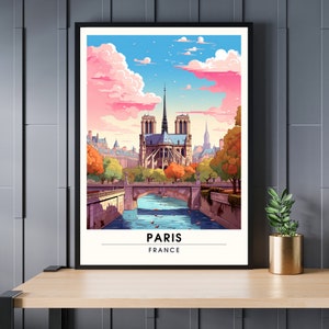Impresión de París ? Cartel de viaje de París | Impresión de viajes de París, Francia | Cartel de Notre Dame de París