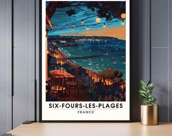 Póster Six-Fours-les-Plages, Francia - Impresión Six-Fours-les-Plages de noche