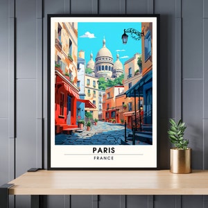 París Montmartre Imprimir | Cartel de viaje de París | Impresión de viajes de París, Francia | Montmartre
