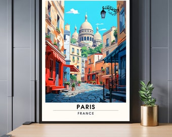 Paris Montmartre Print | Paris Travel Poster | Paris, France Travel Print | Montmartre