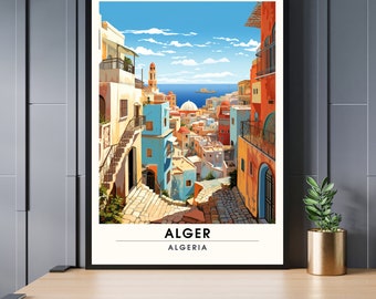 Algiers poster | Algiers travel poster | Poster Casbah of Algiers | Algeria Print