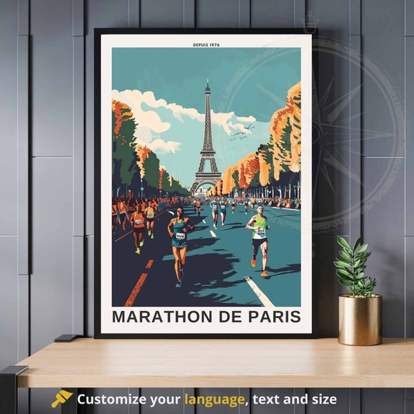 Impression Marathon de Paris | Affiche Marathon de Paris - Vue sur la Tour Eiffel