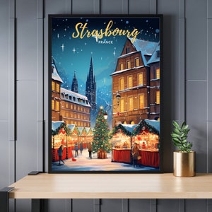 Strasbourg Print | Strasbourg Christmas Poster | Strasbourg Christmas Market Poster | Strasbourg, France