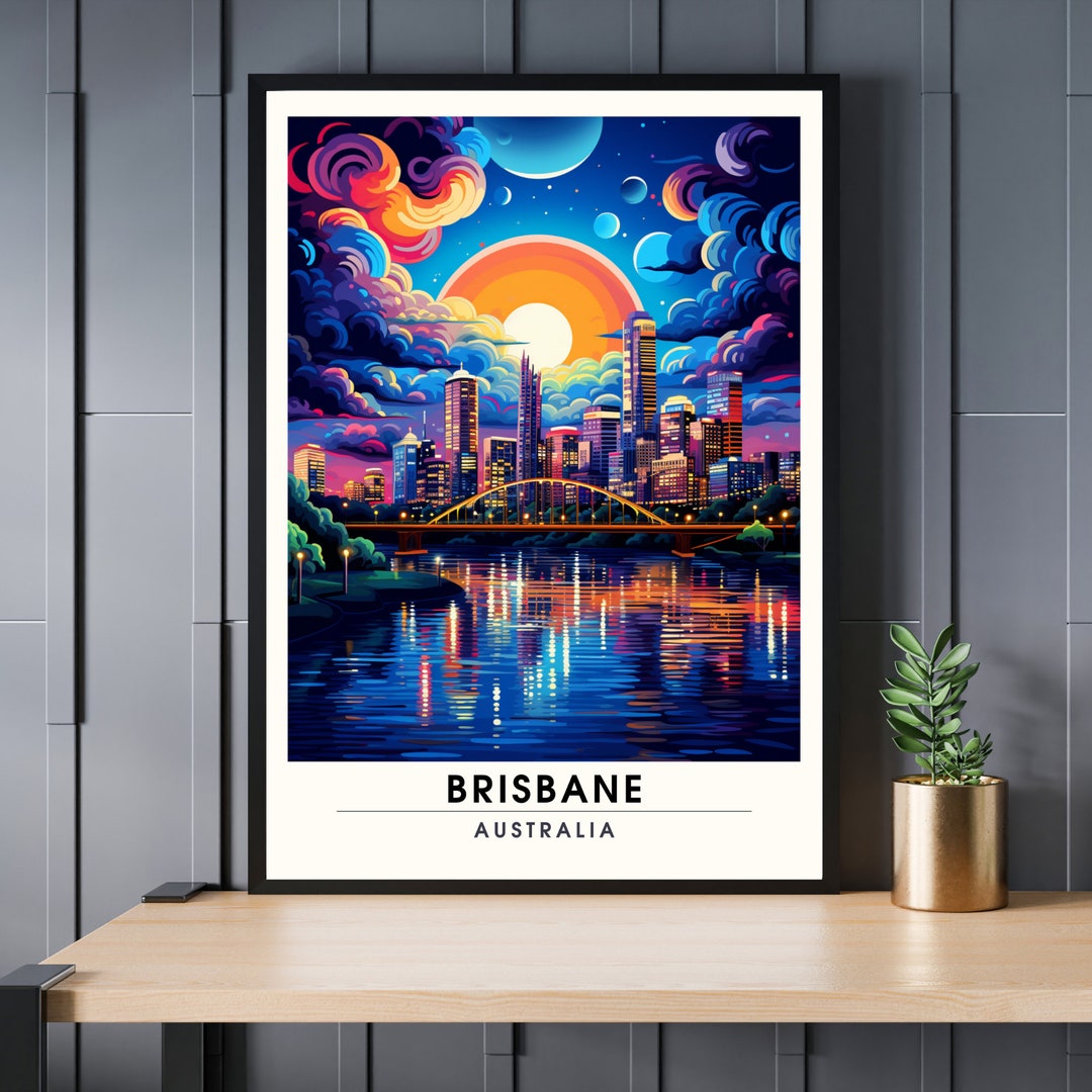 Brisbane Poster Brisbane Travel Print Brisbane Print Australia Poster