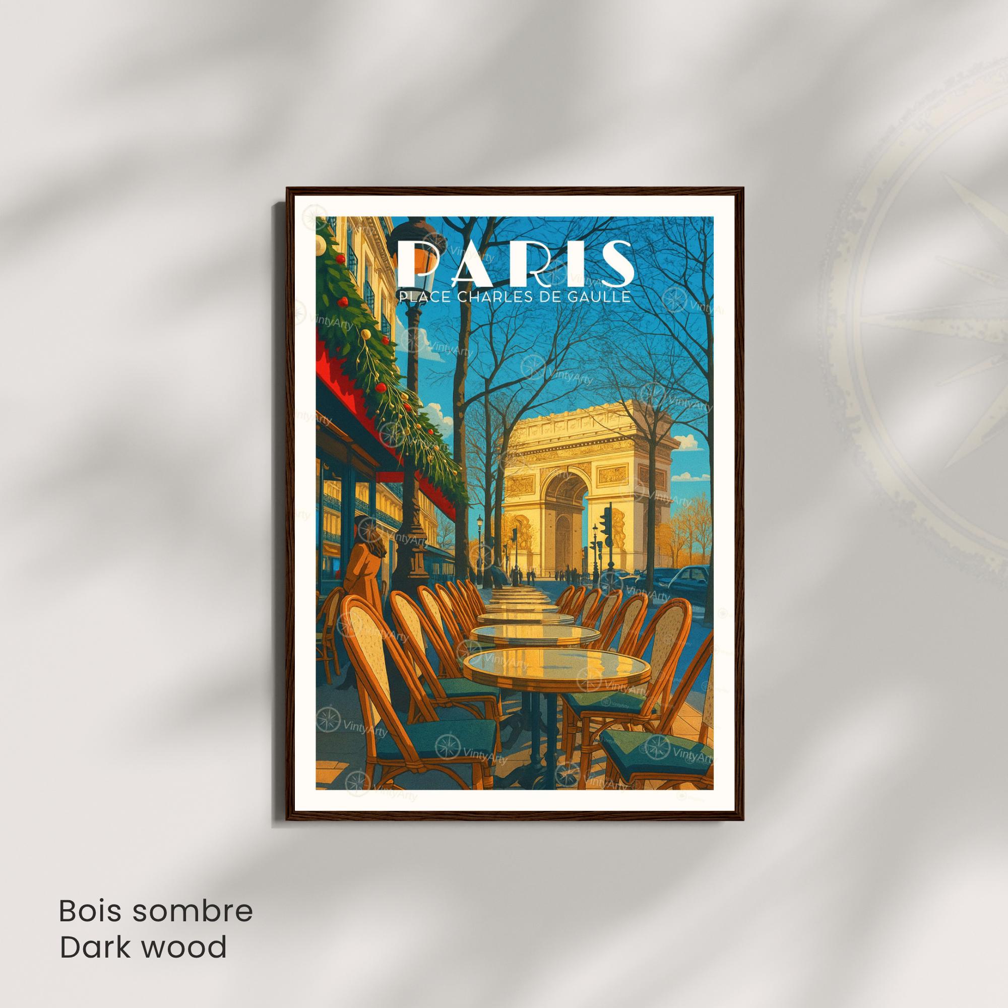 Paris Poster – Arc De Triomphe and Café Terrace | Vintage Place