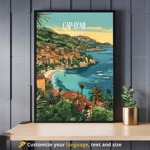 Cartel de Cap-d'Ail, Francia - Impresión de Cap-d'Ail - Cartel de la playa de la Costa Azul