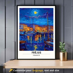 Cartel de Fréjus, Francia - Impresión de Fréjus - Costa Azul de noche