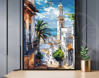 Algiers poster | Algiers travel poster| Algeria poster in Arabic | Casbah of Algiers