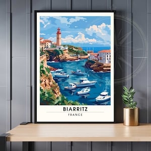 Cartel de Biarritz - Impresión de viaje de Biarritz, Francia