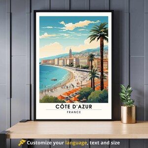 Póster Costa Azul - Vista de la playa de Niza