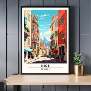 Bonita impresión | Bonito cartel de viaje | Impresión de viaje de Niza, Francia