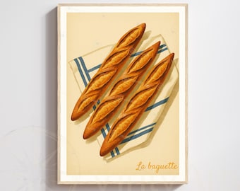 Baguette poster | Kitchen poster | French bread poster