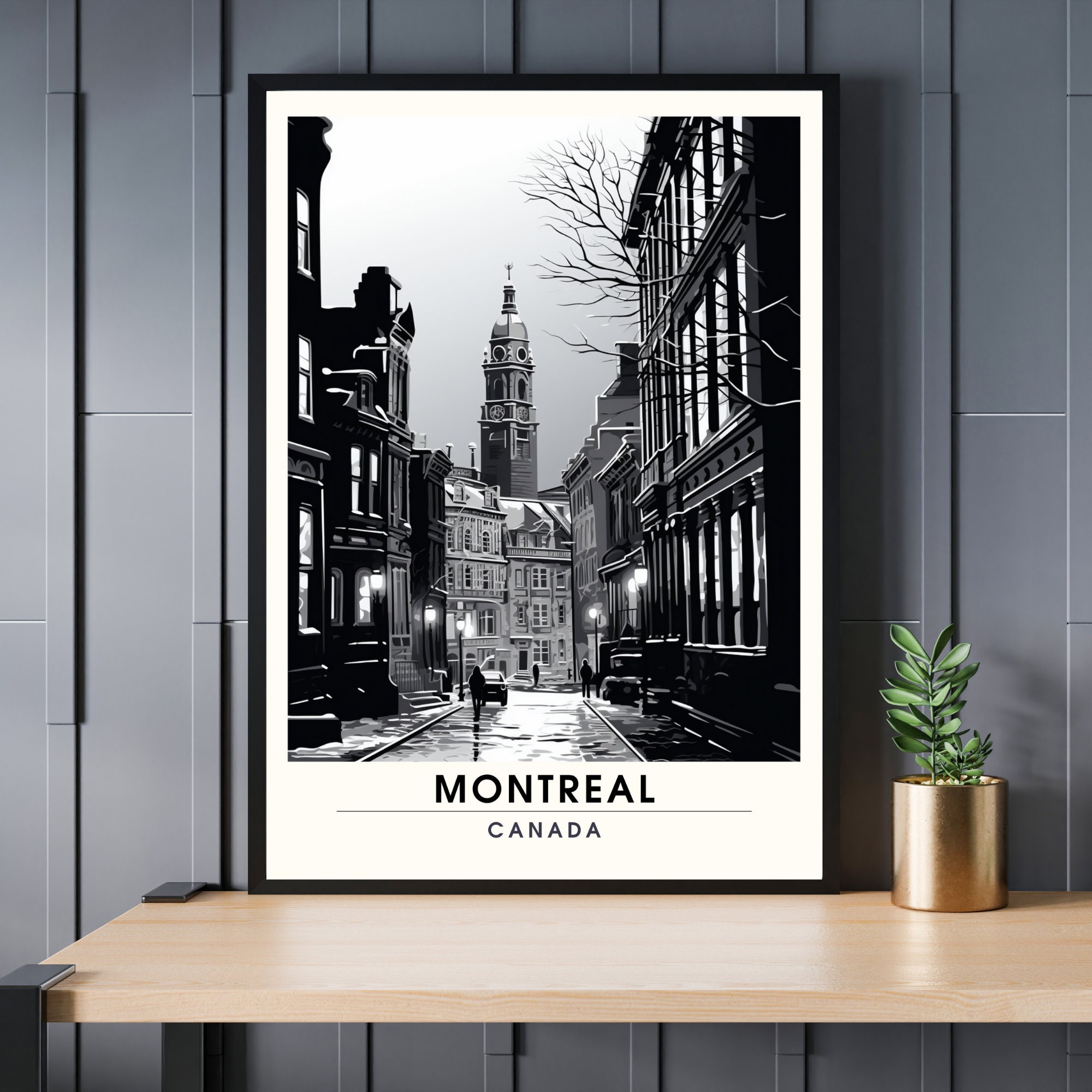 Print Montreal, Quebec | Montreal travel poster | Black and white city print