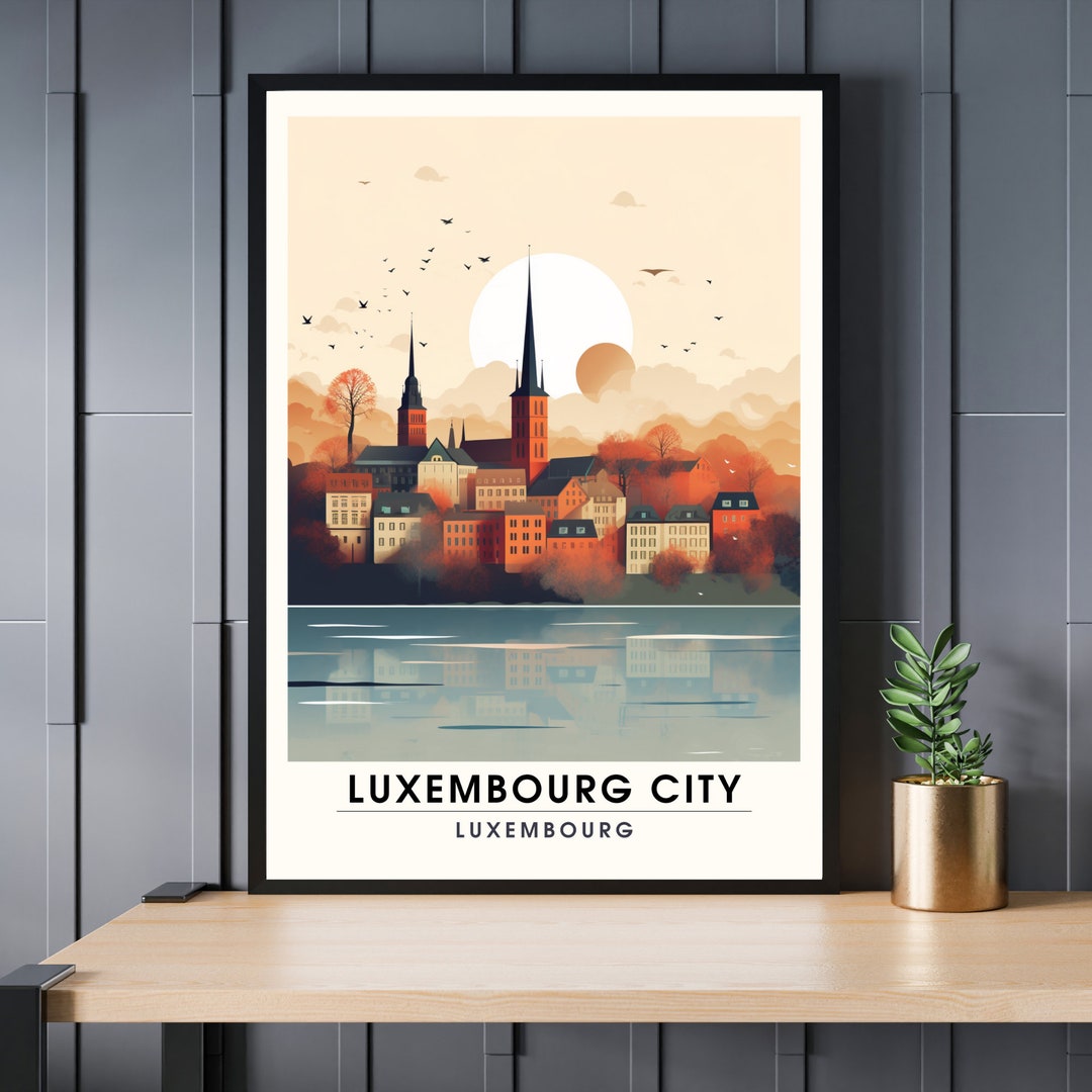 Printing Luxembourg Luxembourg City Travel Poster Etsy
