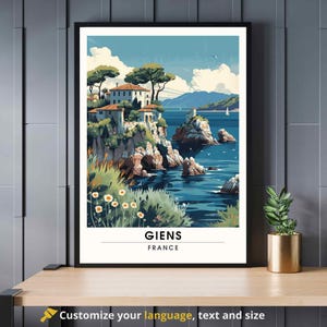 Póster Península de Giens, Francia - Imprenta Giens, Hyères